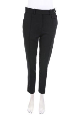 CÉLINE Pleated Pants Wool-Blend Logo Buttons F 36 = D 34 black