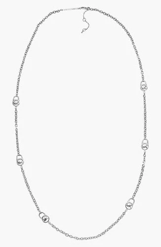 NUOVA COLLANA LOGO MICHAEL KORS ARGENTO LUCIDO TONO LUNGA CATENA MKJ2459