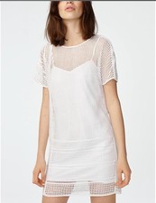 Armani Exchange White Sheer Lace Tee Dress Slip Lined NWT Size S