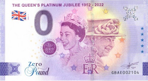 0 Euro Schein 0 Pfund Queen Elisabeth Null € Banknote Zero Pound Euro ...