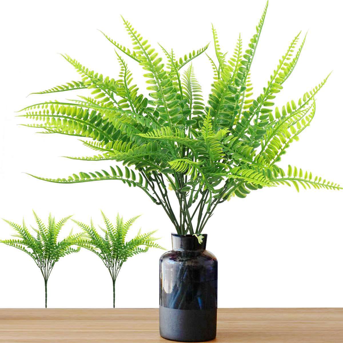 10 Bundles Boston Fern Outdoors Decor Faux Ferns Artificial Plants Uv Resistant