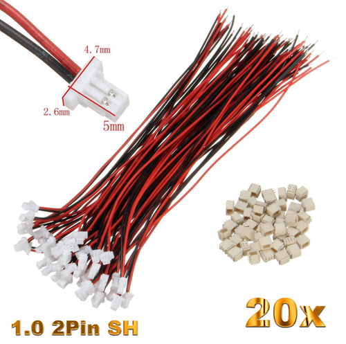 2Pin 1.0 SH 1,0mm Mini Micro JST Stecker + 15cm Kabel 28AWG + Buchse 1 2 4 5 10 - Bild 15 von 15