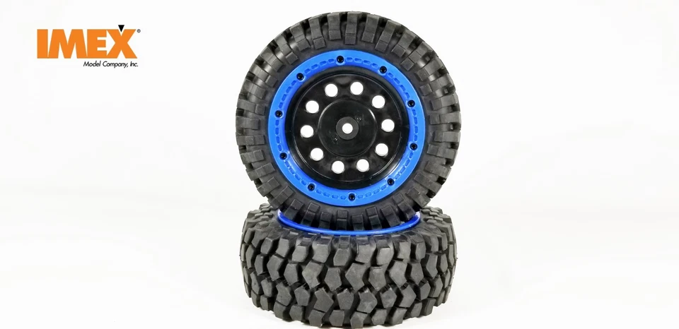 IMEX K-Rock Tires w/ Pluto Beadlock Rims (Black/Blue) 1 Pair of Front Tires - Image 2 of 4