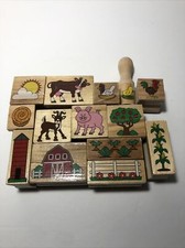 Farmyard Rubber stamps Farm animals, plants, tree lot of 14