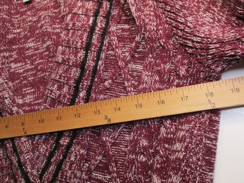 VOLCOM Long Cardigan Sweater Women Juniors Size 14 Maroon Heather Retro 70's - Picture 11 of 15