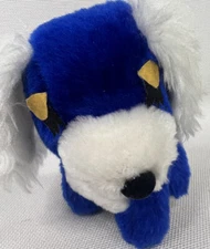 Vintage Dan Brechner Small 4 inch Plush blue dog felt eyes stiff carninal style