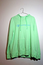 Champion Unisex Sz X-Large Logo Hoodie Sweatshirt Mint Green Cotton Blend Pocket
