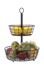 Fruit Basket Stand Tabletop 2 Tier Countertop Kitchen Storage Organizer