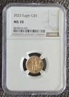 2023 American Gold Eagle $5 Coin ~ 1/10 oz NGC Graded MS70 ~ Fine Gold In Slab