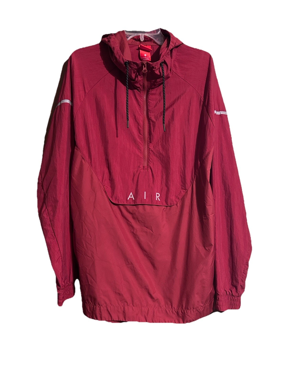 Mens Red Hooded Pullover Half Zip L