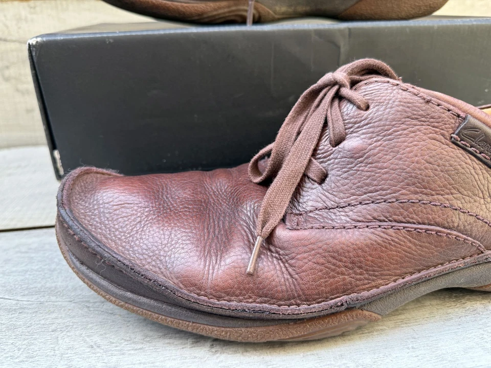 Clarks Flexlight Brown Leather Lace Up Driving Moccasin Loafer Shoes Size 11G 46 - Image 2 of 4