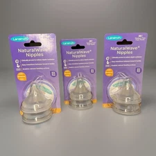 3 Packs (6 Total) Lansinoh Natural Wave Nipples Medium Flow NaturalWave Tetinas
