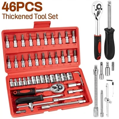 Coffret Outils Mécanique Auto 46 Pièces Kit Réparation Automobile Métal Neuf - Photo 1/4