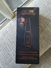 Glo24K Triple Action Eye Care Therapy Wand LED Vibration Temp Control Light -New