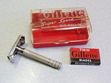 Vintage 1949 Gillette Super Speed TTO Double Edge Safety Razor Set in Case CLEAN