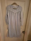 Lanz of Salzburg Blue Flannel Nightgown Ribbon Lace Trim Size M