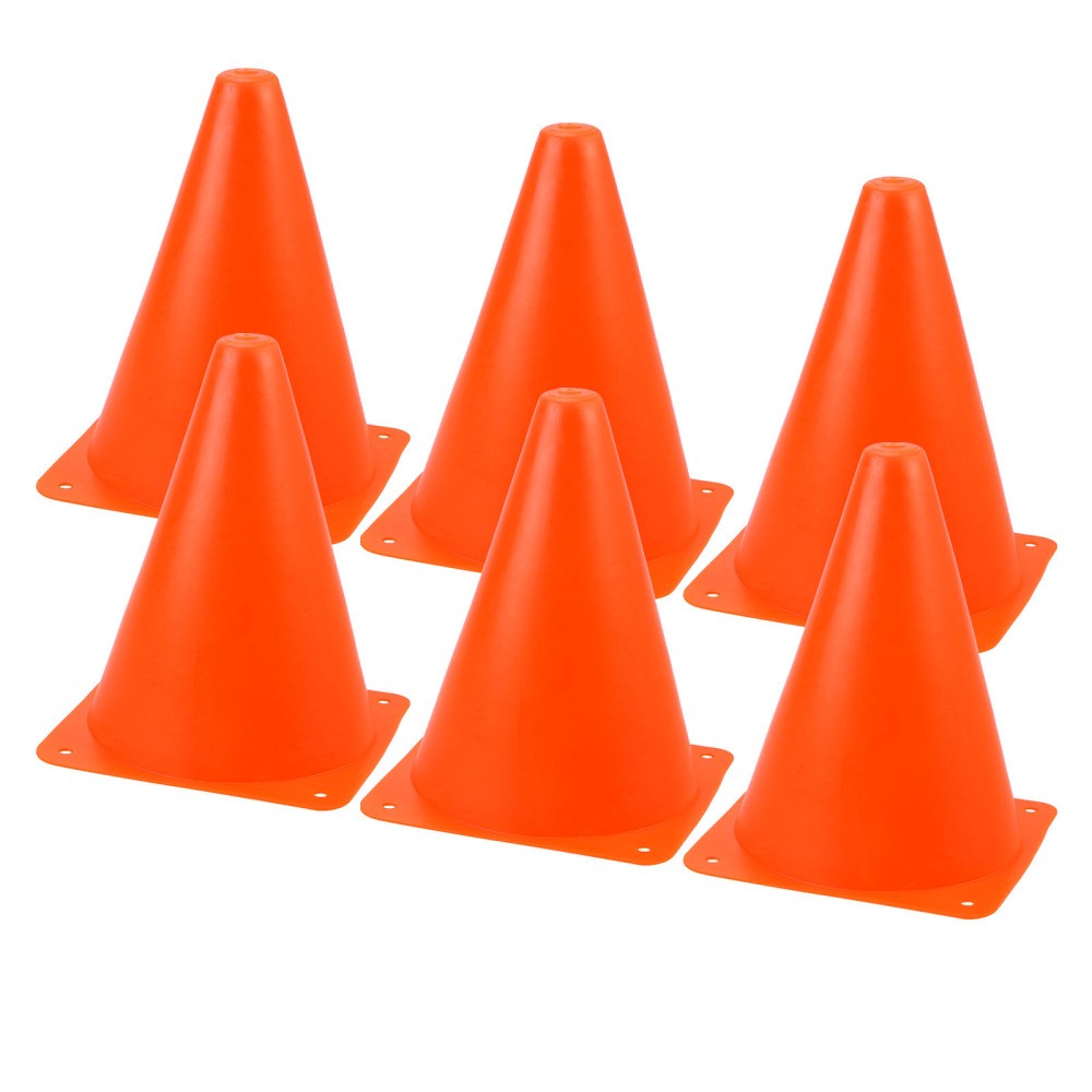 18cm Set of 6 Training Cones Orange for Sports Drills and Outdoor Play
