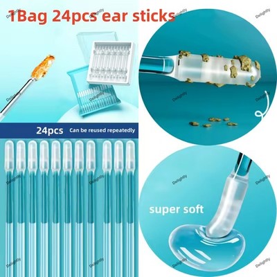 24PCS Disposable Silicone Sticky Ear Wax Remover Cleaner Kids Adults S/L NEW
