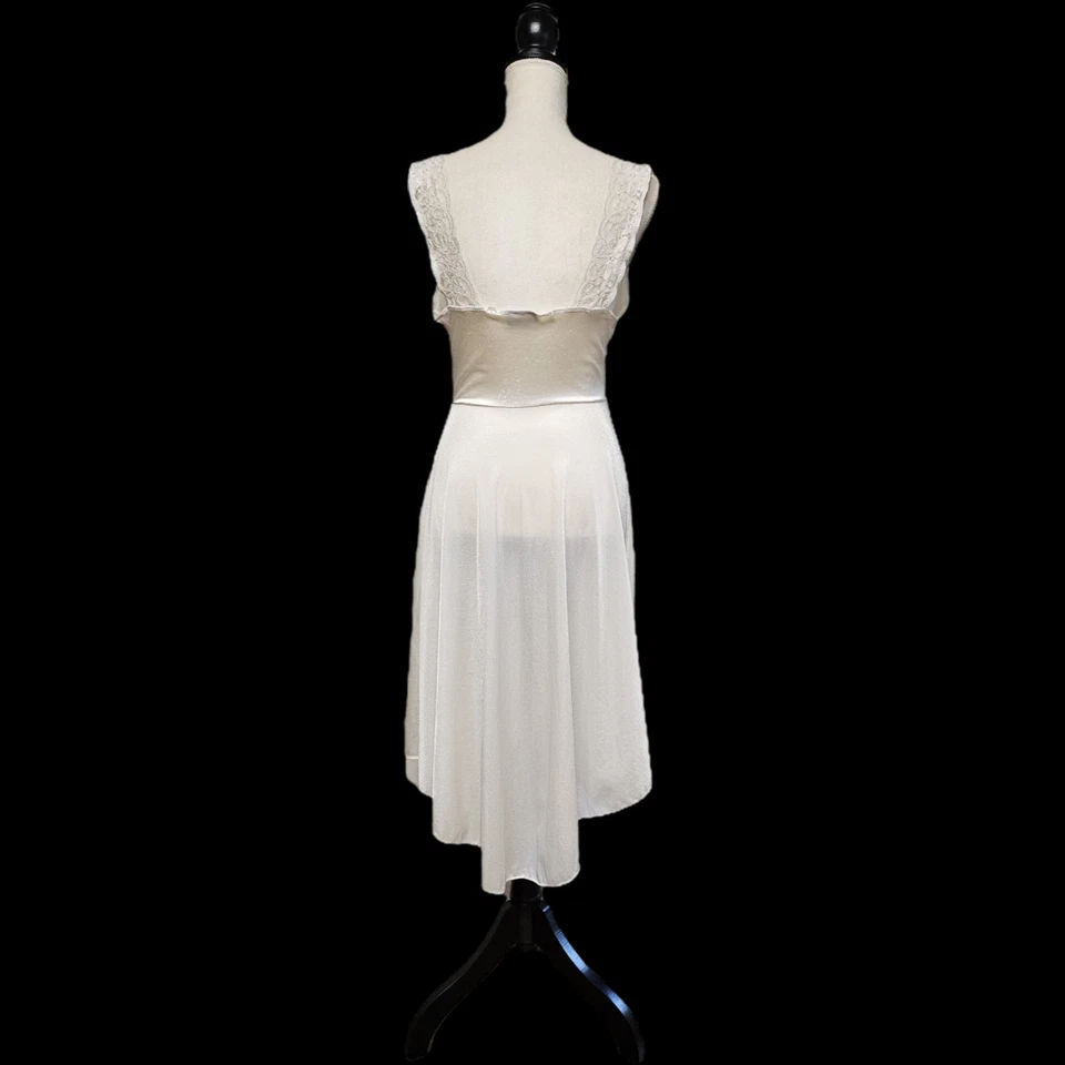 Vassarette Ivory Lace Detail Sheer Flowy Feminine Slip Size M Made In USA - Image 4 of 4