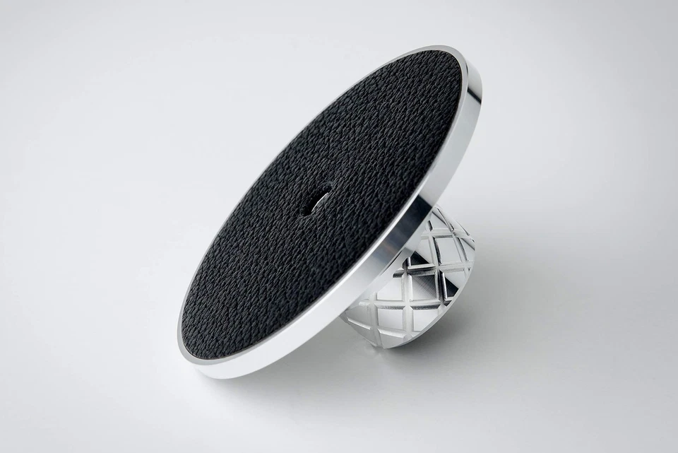 Silver Aluminium Turntable with Leather Cover 78mm 120g Portable Design - Image 3 of 4