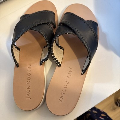 Jack Rogers ''Sloane X Band Boating Sandal'' Black Leather size 8 new in the box