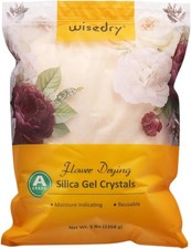 wisedry Silica Gel for Drying Flowers 5 LBS (2.2KG), Fine Crystals< 1mm, 5LBS