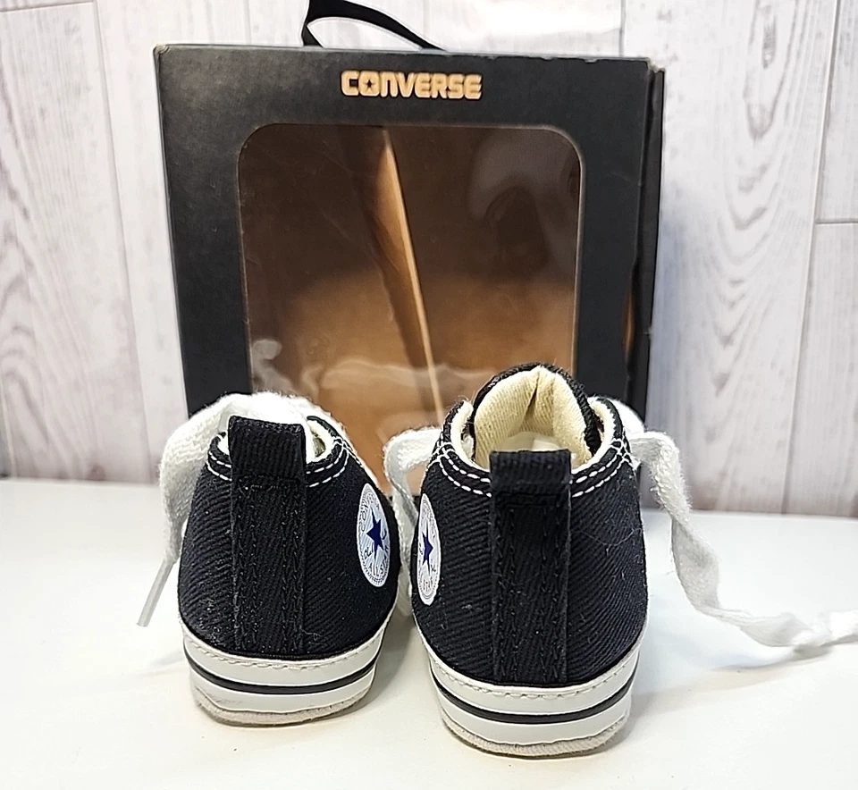 Zapatilla deportiva Baby Converse First Star suela suave clásica andadores de cuna talla 1 negra Foto 3 de 4