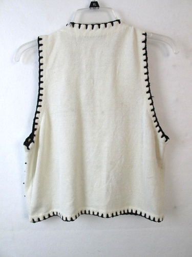 Vtg MICHAEL SIMON Sweater Vest Jewels Beaded Sequins Size M Off White /Black (B) - Picture 7 of 8