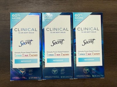 3Pk Secret Clinical 72HR Waterproof Soft Solid Deodorant 2.6oz EXP 05/27