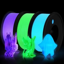 3 Rolls 3D Printer Filament PLA Glow in The Dark 1.75mm 3-D Printing Materials 3