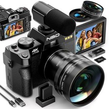 NBD Digital Cameras 4K 48MP 16X Autofocus Mic Wide Angle Macro Lens For Youtube