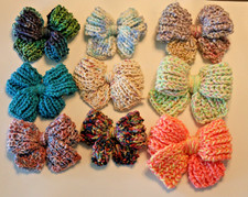 BIG BOW HAND KNITTED HAIR CLIP 3" CLAW CLIP 5" BOW FOR HAIR PURSE CLOTHES SHOES