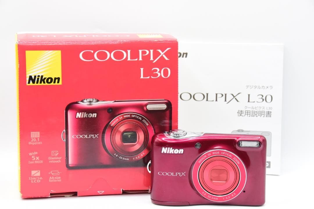 Nikon COOLPIX L30 Red Compact Digital Camera with Original Box