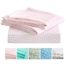 Kids Bed Sheets Twin Pink Heart Printed Sheets for Girls, Soft Lightweight Mi...