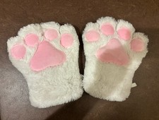 Cosplay Costume Hand Paw Gloves Cat Catgirl Neko White Furry Womens