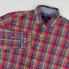 Polo Ralph Lauren Men's Red Green Blue Plaid Non Iron Button Down Shirt Size L