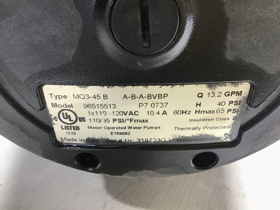 Pompe De Surpression Grundfos MQ3-45 - 1HP, 1150W, 110-120VAC - Occasion En Bon État