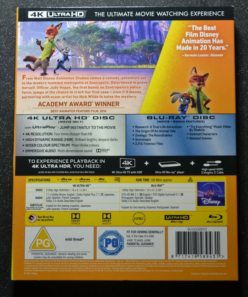 New & Sealed Zootropolis 4K UHD + Blu-ray + Slip Cover - Image 3 of 4