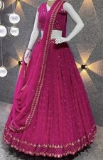 Indian bollywood style Embroidered Pink Lehenga set with Unstitched blouse
