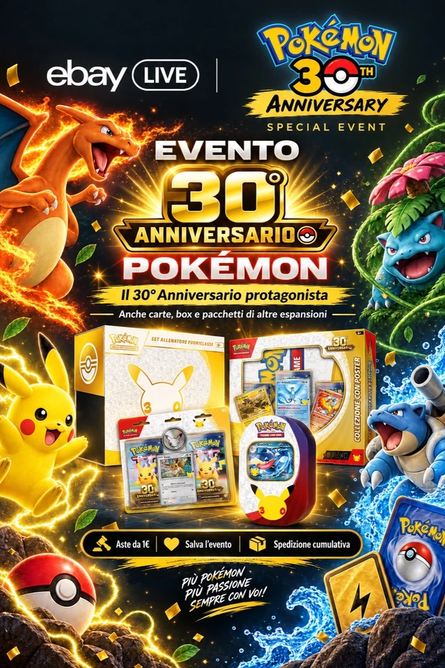 Evento speciale Pokemon 30th Anniversario |✨  Rip e Ship Box - Carte Raw 💣