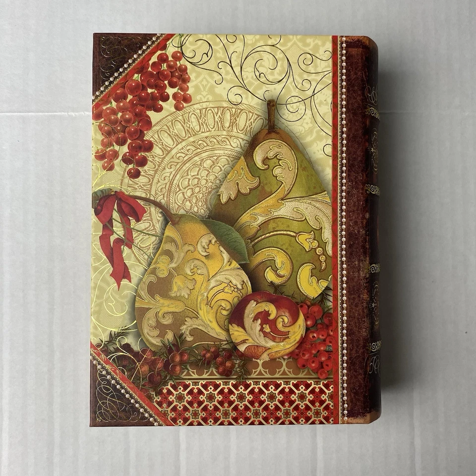 Punch Studio Christmas Pears Faux Book Decorative Box 8.5” x 6.5" x 2" - Image 3 of 4