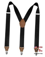 1.4 Wide Suspender with 3 Strong Clips Adjustable Braces for Men Black1