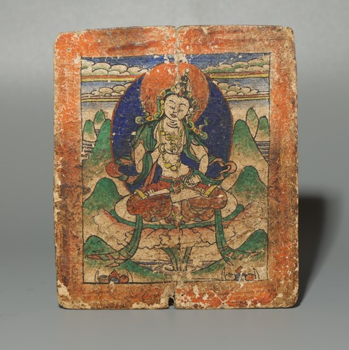 Real Tibet 18th Century Old Antique Buddhist Paper Tsaklis Thangka Vajrasattva