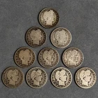 Barber Quarter Lot 10 Coins 1896–1916 P O D Mints G–VG Silver S01