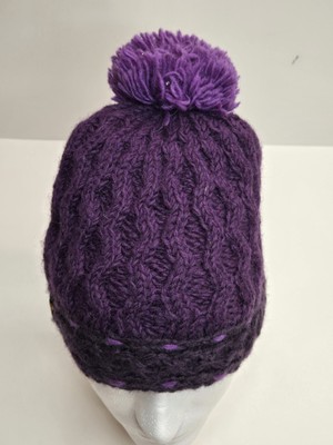 Everest Designs Women's Wool Surti Beanie color Violet Hand Made in Nepal