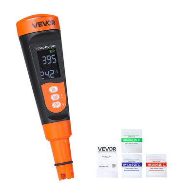 pH Meter - Multi-Parameter Pocket Tester Kit with Calibration Packets - IP68 Wat