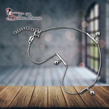 Cavigliera a catena con perline in argento sterling Cavigliera a catena con perline in argento sterling
