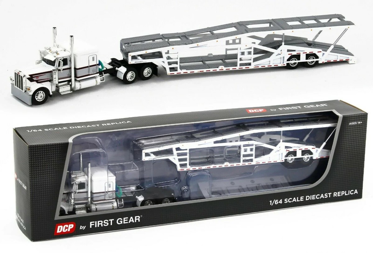 2021 DCP 1:64 *WHITE* Peterbilt 389 SEMI w/MILLER AUTO TRANSPORT