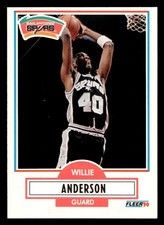 1990 Fleer Willie Anderson #168 San Antonio Spurs