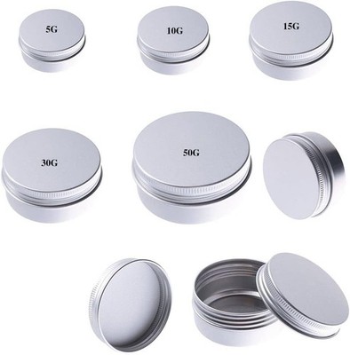 2Pcs Silver Screw Top Round Aluminum Tin Cans,Cosmetic Sample Containers,Meta...
